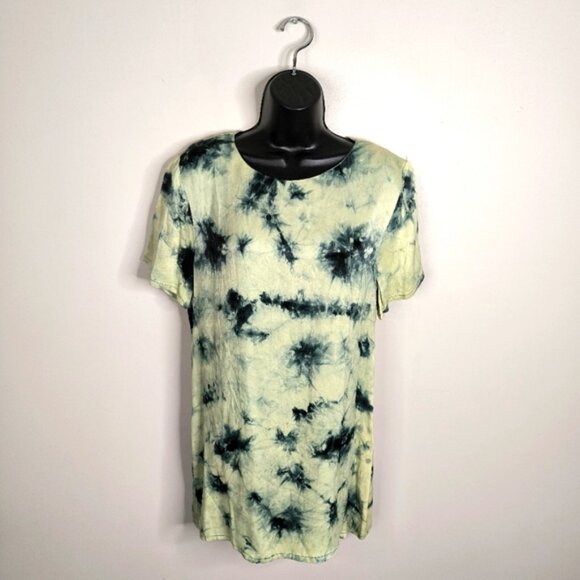 Zara Tie Dye Forest Fairy Whimsical Boho Lagenlook Artsy Satin Retro 90s Tunic S - Picture 2 of 8